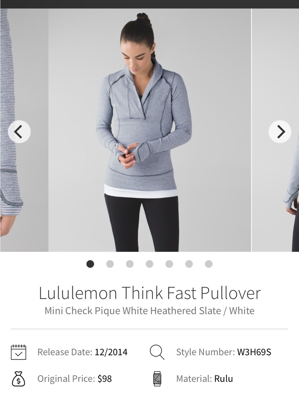 lululemon athletica Slate Heather Cowl Pullover with White Trim
